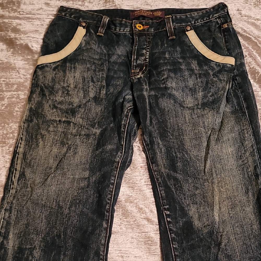 (Rare) Christian Audigier Men's 36 Blue Jeans - Picture 7 of 16